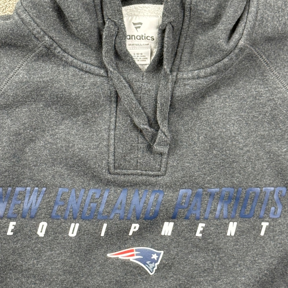 Fanatics Hoodie Mens L Gray New England Patriots Equipment Sporty Pullover